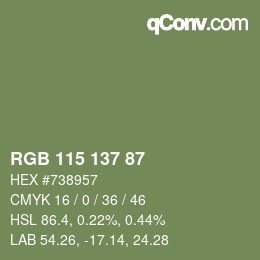 颜色代码: RGB 115 137 87 | qconv.com