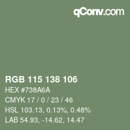 Color code: RGB 115 138 106 | qconv.com