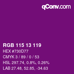 カラーコード: RGB 115 13 119 | qconv.com