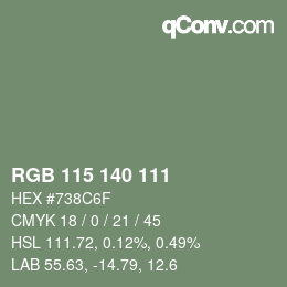 Color code: RGB 115 140 111 | qconv.com