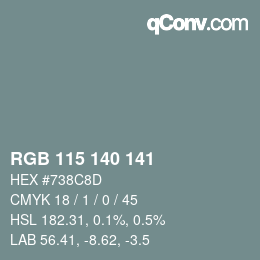 カラーコード: RGB 115 140 141 | qconv.com