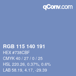 Color code: RGB 115 140 191 | qconv.com