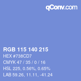Color code: RGB 115 140 215 | qconv.com