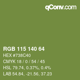 Color code: RGB 115 140 64 | qconv.com