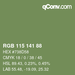 颜色代码: RGB 115 141 88 | qconv.com