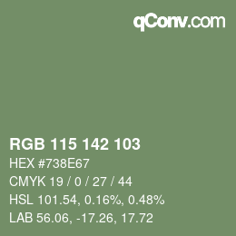 Color code: RGB 115 142 103 | qconv.com
