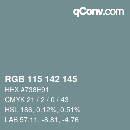 Farbcode: RGB 115 142 145 | qconv.com