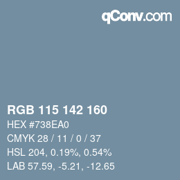 カラーコード: RGB 115 142 160 | qconv.com