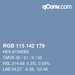 Color code: RGB 115 142 179 | qconv.com