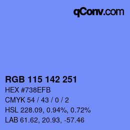 Color code: RGB 115 142 251 | qconv.com