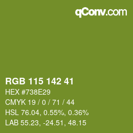 Color code: RGB 115 142 41 | qconv.com