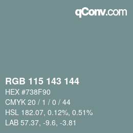 カラーコード: RGB 115 143 144 | qconv.com