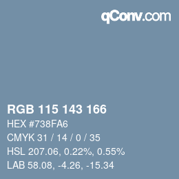 颜色代码: RGB 115 143 166 | qconv.com