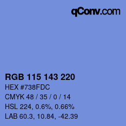 カラーコード: RGB 115 143 220 | qconv.com