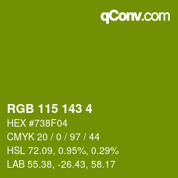 Color code: RGB 115 143 4 | qconv.com