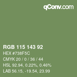 カラーコード: RGB 115 143 92 | qconv.com