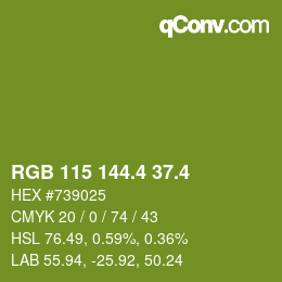 カラーコード: RGB 115 144.4 37.4 | qconv.com