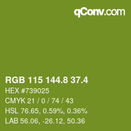 カラーコード: RGB 115 144.8 37.4 | qconv.com