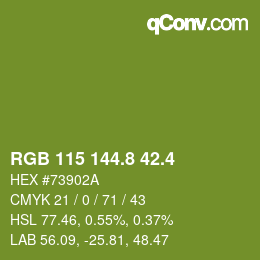 カラーコード: RGB 115 144.8 42.4 | qconv.com