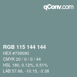 Color code: RGB 115 144 144 | qconv.com