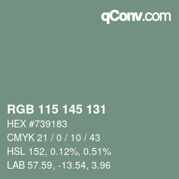 Color code: RGB 115 145 131 | qconv.com