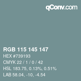 Color code: RGB 115 145 147 | qconv.com