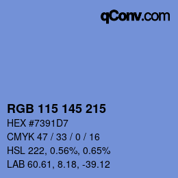 颜色代码: RGB 115 145 215 | qconv.com