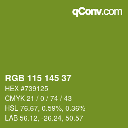Color code: RGB 115 145 37 | qconv.com