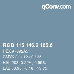 カラーコード: RGB 115 146.2 165.6 | qconv.com