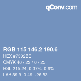 カラーコード: RGB 115 146.2 190.6 | qconv.com