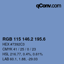 カラーコード: RGB 115 146.2 195.6 | qconv.com