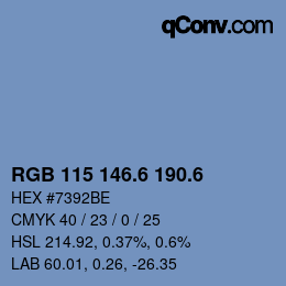 カラーコード: RGB 115 146.6 190.6 | qconv.com