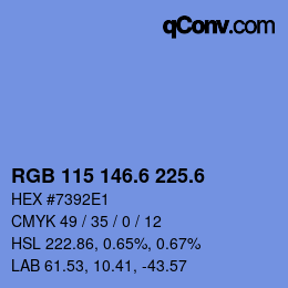 カラーコード: RGB 115 146.6 225.6 | qconv.com