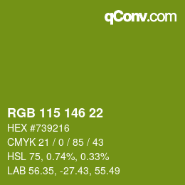 Color code: RGB 115 146 22 | qconv.com