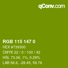 颜色代码: RGB 115 147 0 | qconv.com