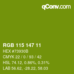颜色代码: RGB 115 147 11 | qconv.com