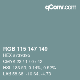 Color code: RGB 115 147 149 | qconv.com