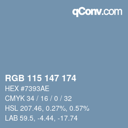 Color code: RGB 115 147 174 | qconv.com