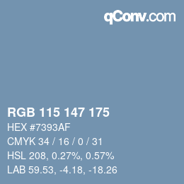 カラーコード: RGB 115 147 175 | qconv.com