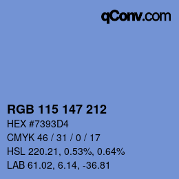颜色代码: RGB 115 147 212 | qconv.com