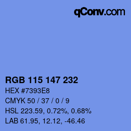 カラーコード: RGB 115 147 232 | qconv.com