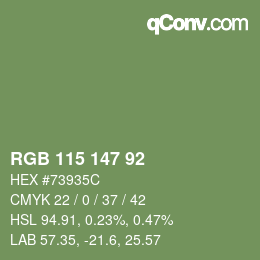 Color code: RGB 115 147 92 | qconv.com
