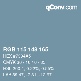 颜色代码: RGB 115 148 165 | qconv.com