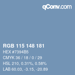 カラーコード: RGB 115 148 181 | qconv.com
