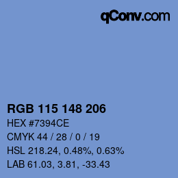 カラーコード: RGB 115 148 206 | qconv.com