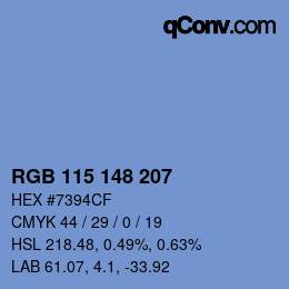Color code: RGB 115 148 207 | qconv.com