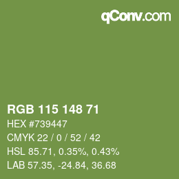 Color code: RGB 115 148 71 | qconv.com