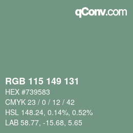 Color code: RGB 115 149 131 | qconv.com