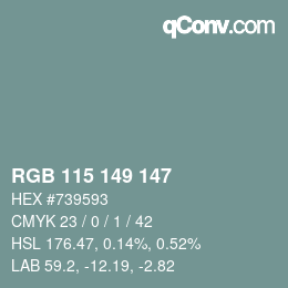 Color code: RGB 115 149 147 | qconv.com