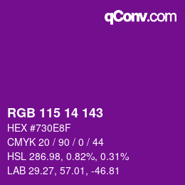 カラーコード: RGB 115 14 143 | qconv.com